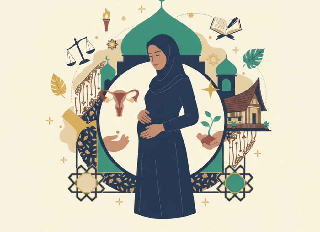 Fikih perempuan dan perlindungan terhadap hak reproduksi. Dibuat menggunakan AI.