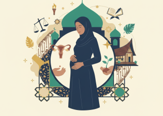 Fikih perempuan dan perlindungan terhadap hak reproduksi. Dibuat menggunakan AI.