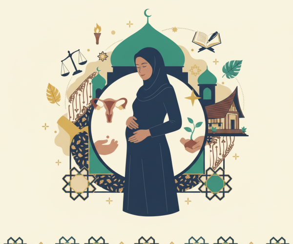 Fikih perempuan dan perlindungan terhadap hak reproduksi. Dibuat menggunakan AI.